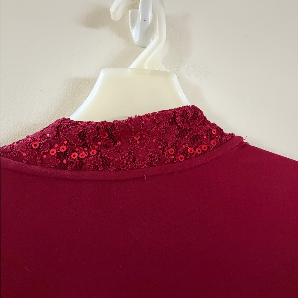 Catherines Deep Red Lace-Trimmed Robe - Picture 6 of 7